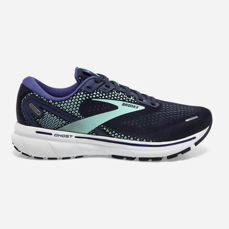 Brooks Women's Ghost 14 Cushioned Road Running Shoes Singapore - Peacoat/Yucca/Navy (63491-MBQG)